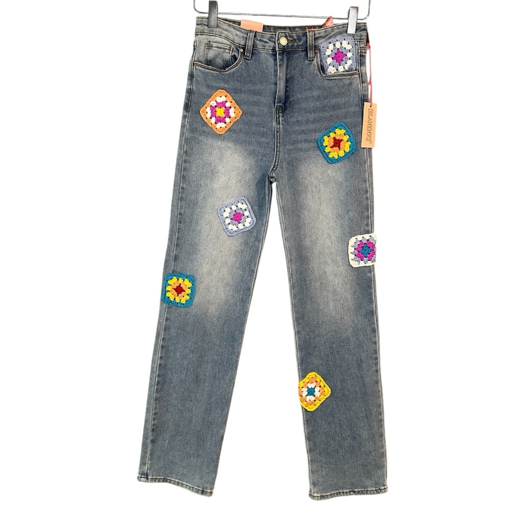 Blank NYC Girls with Multicolor Crochet Patchwork Jeans Sz: 14